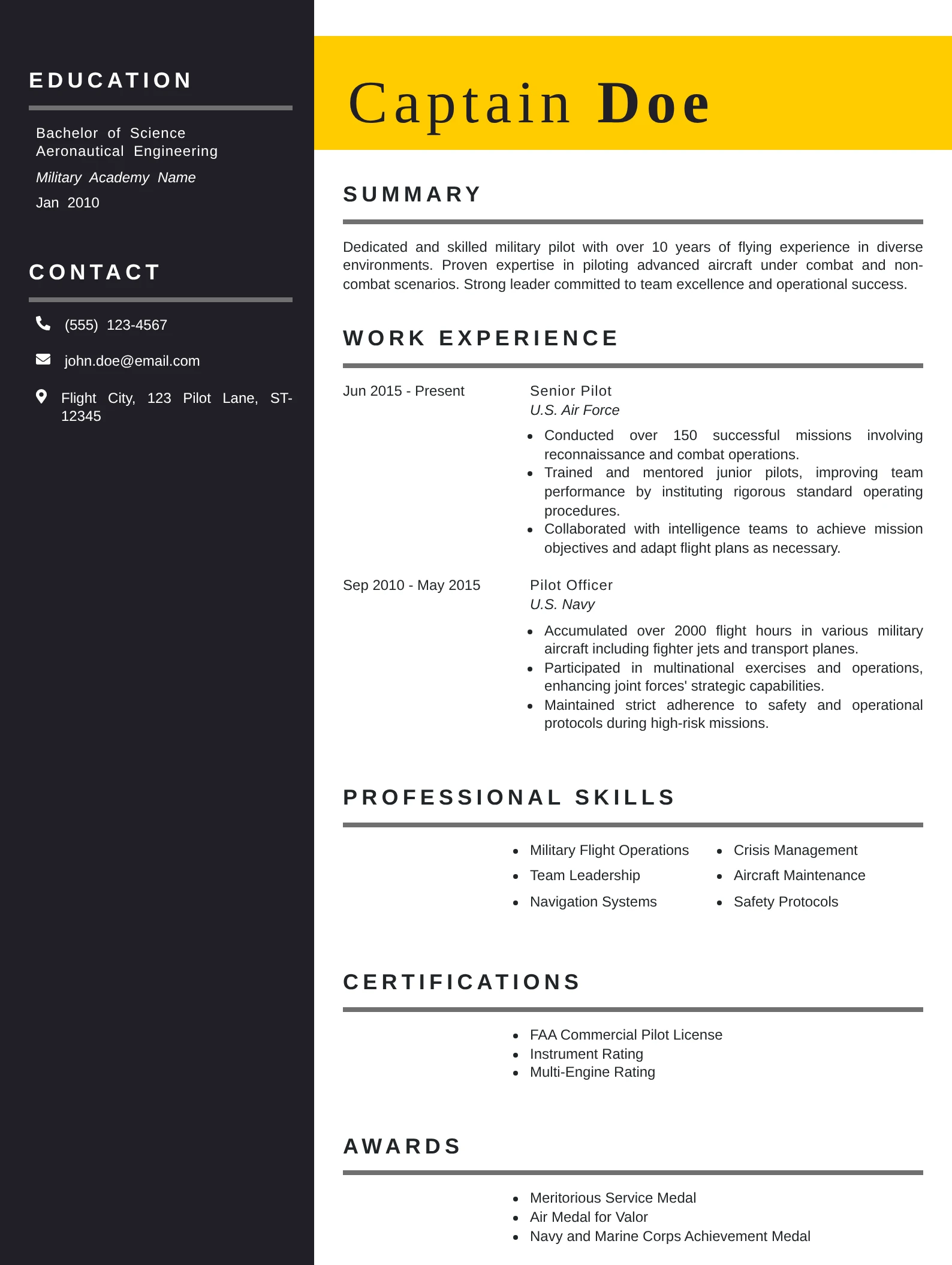 military-pilot-resume