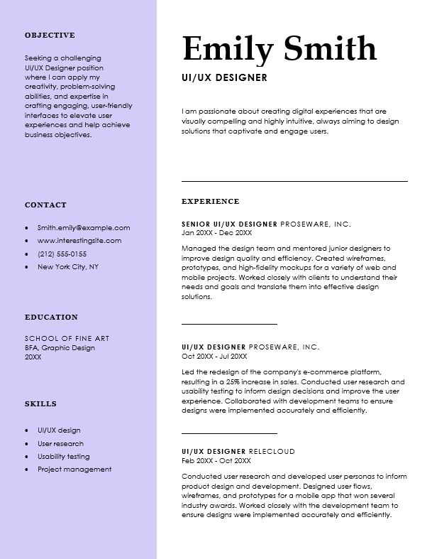 Free resume template example 6