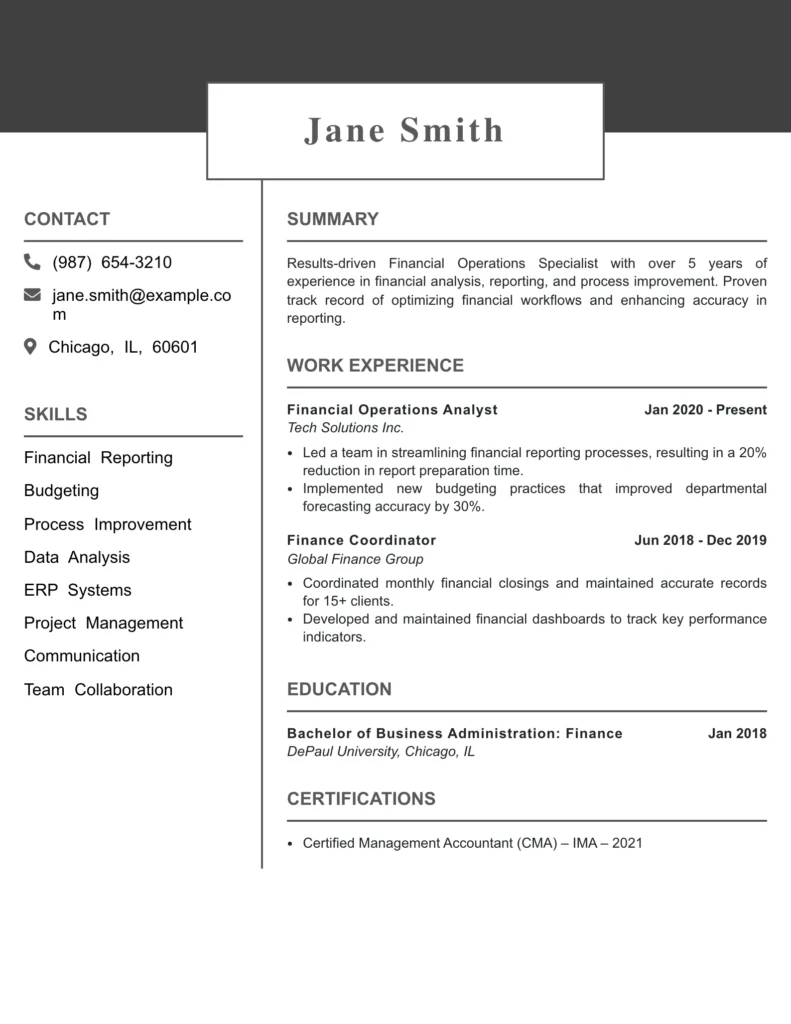 mid level resume template 3