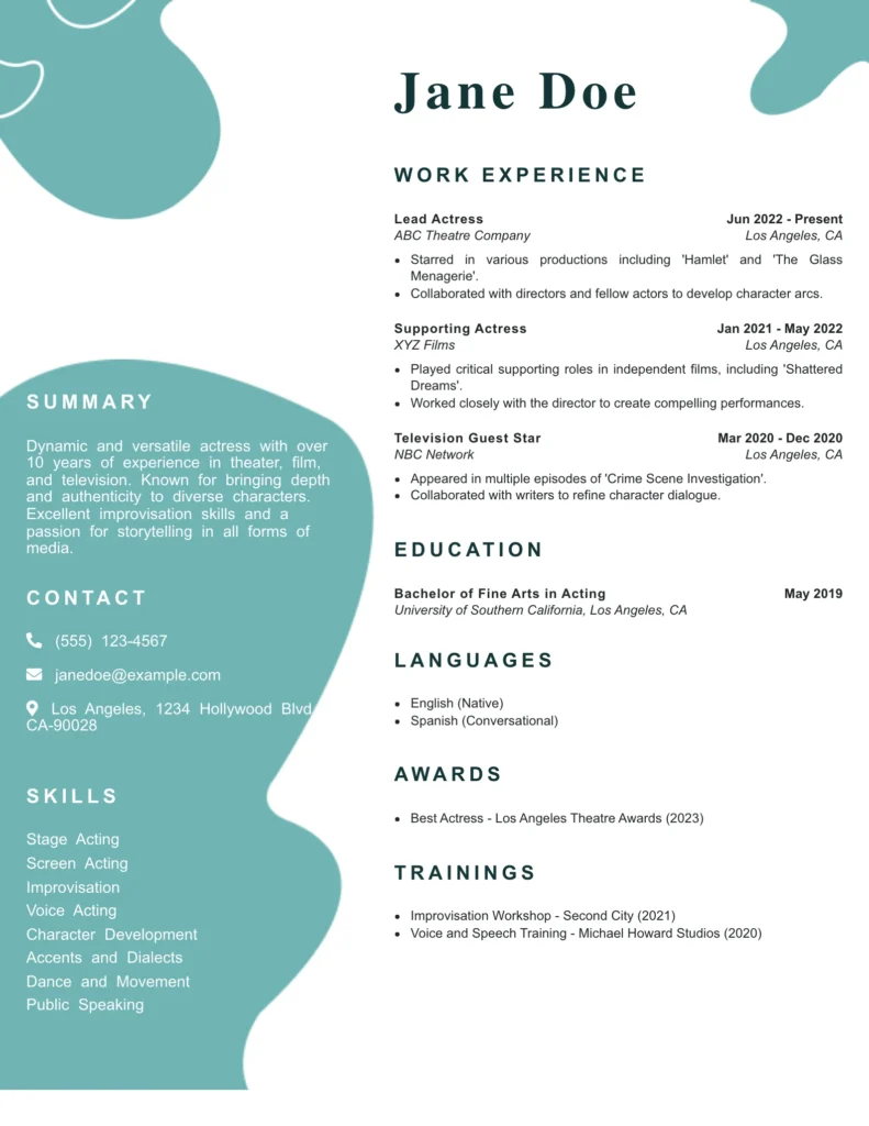 Actor Resume Template