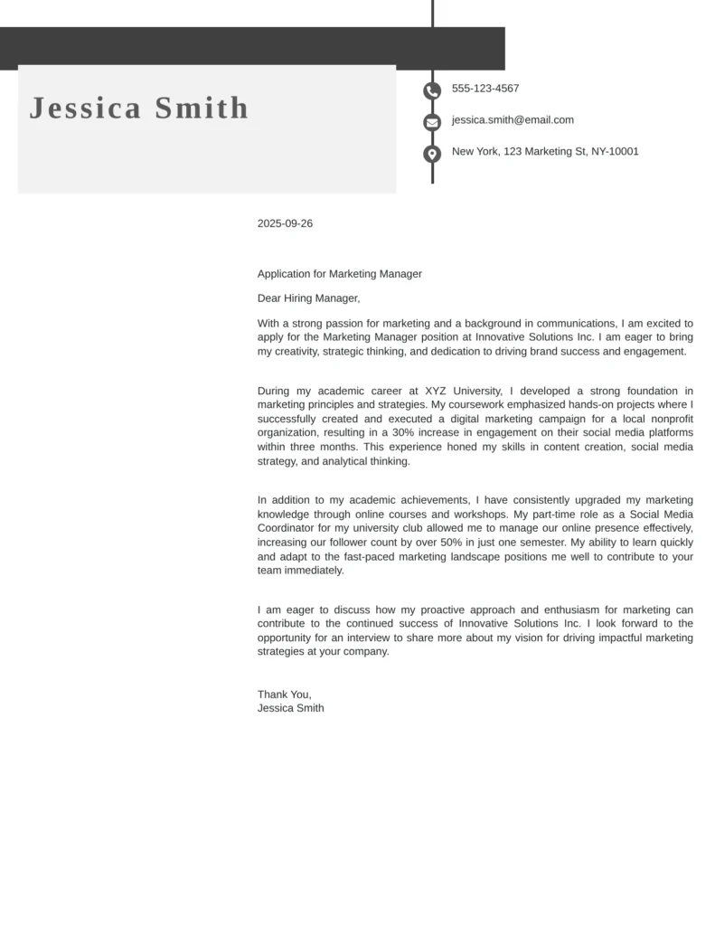 No Experience Cover letter Template