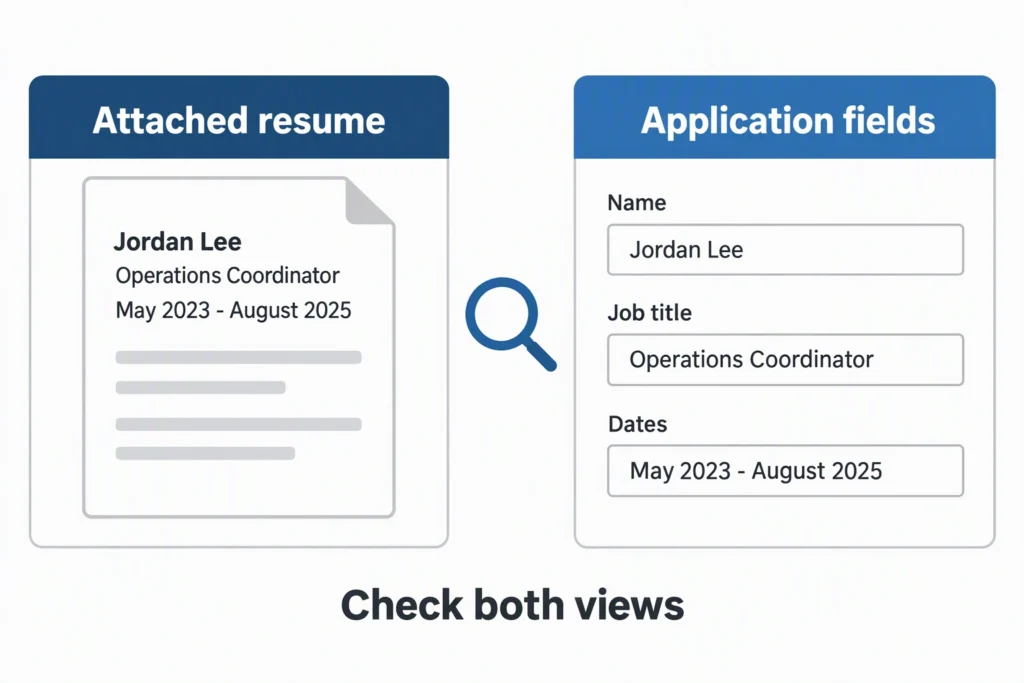 A resume preview and extracted application fields are shown as separate items to review.
