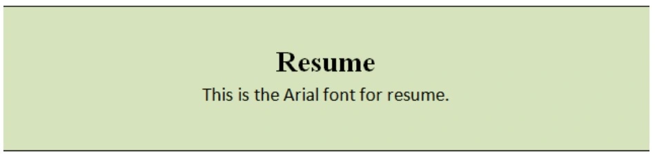 Resume Fonts- Arial fonts