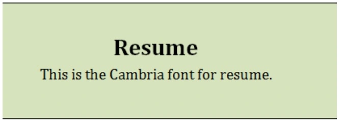 Resume fonts - Cambria Fonts
