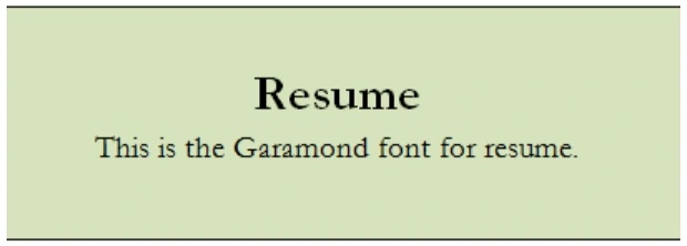 Resume font - Garamond Font