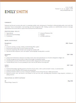 Pacific Resume Template looks like this