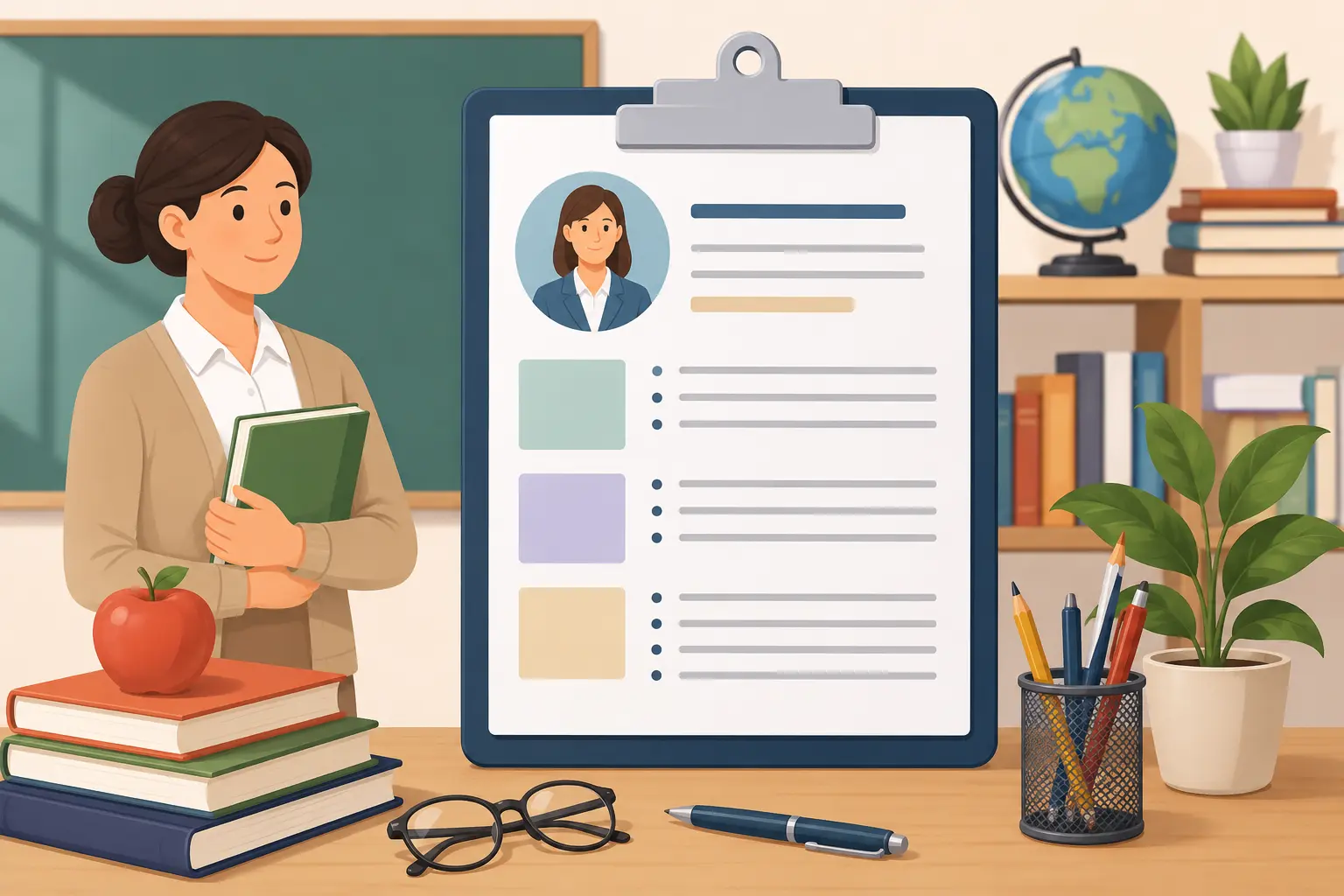featured illustration for article on Teacher resume Example