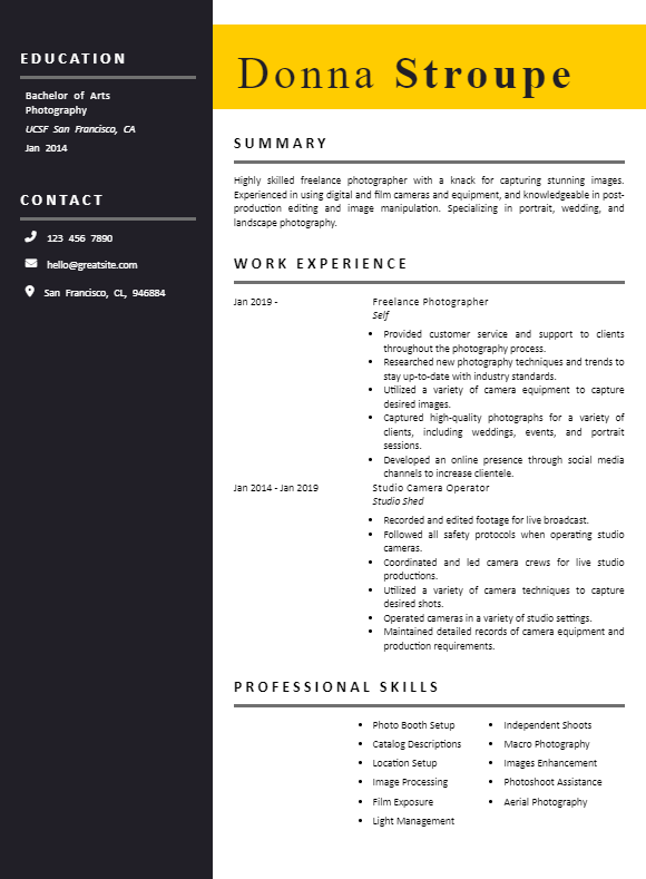 Resume Example Showing "How To Include Unique Skills In Resume"