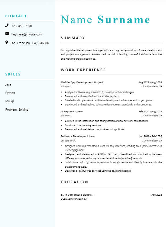 Resume Showing "Unique Skills For Resume"