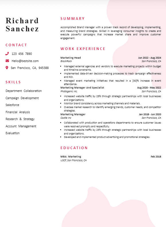 4th Example of Resume Showing "Unique Skills For Resume"