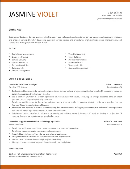 Customer Service Resume - IT Support