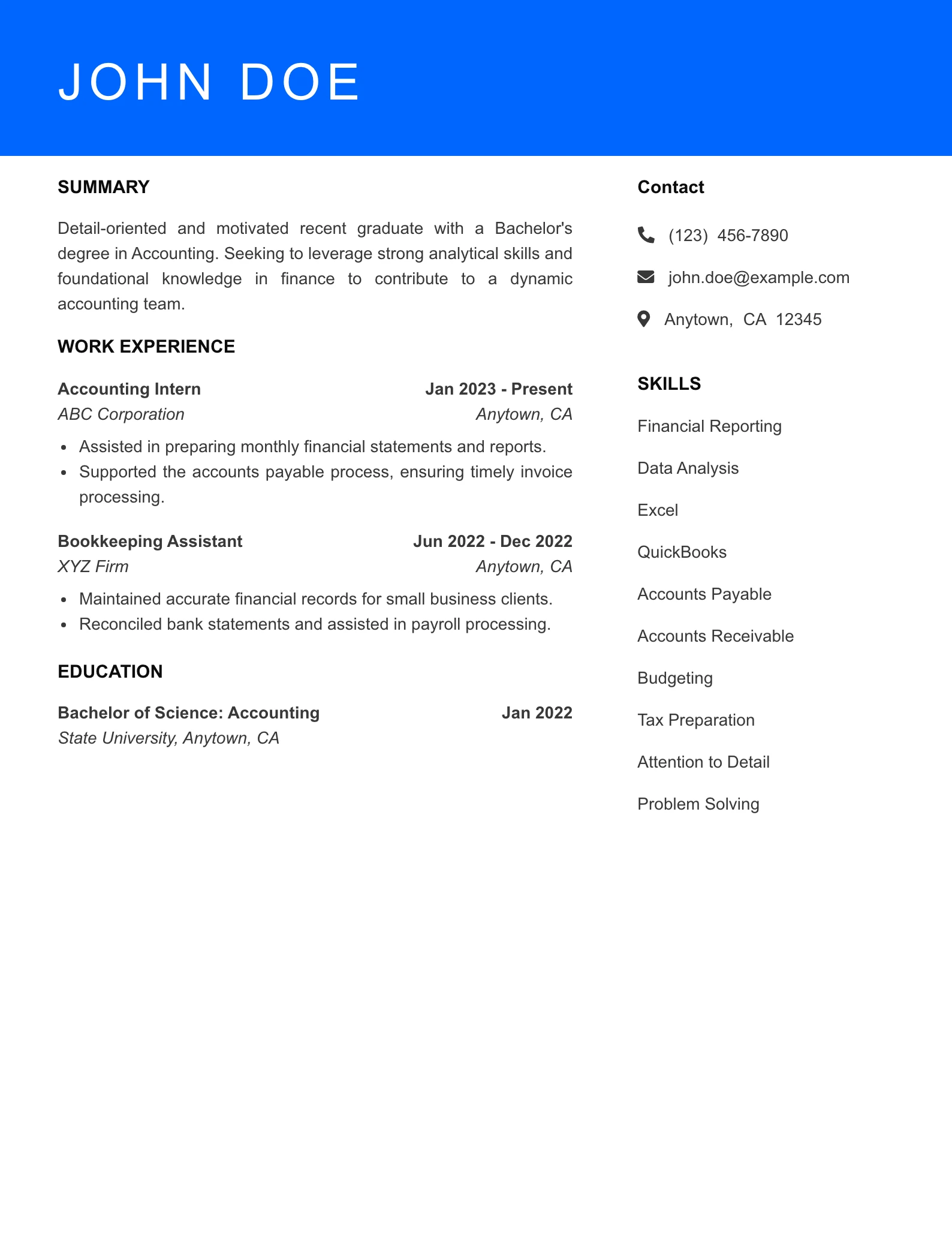Selected Accountant Resume