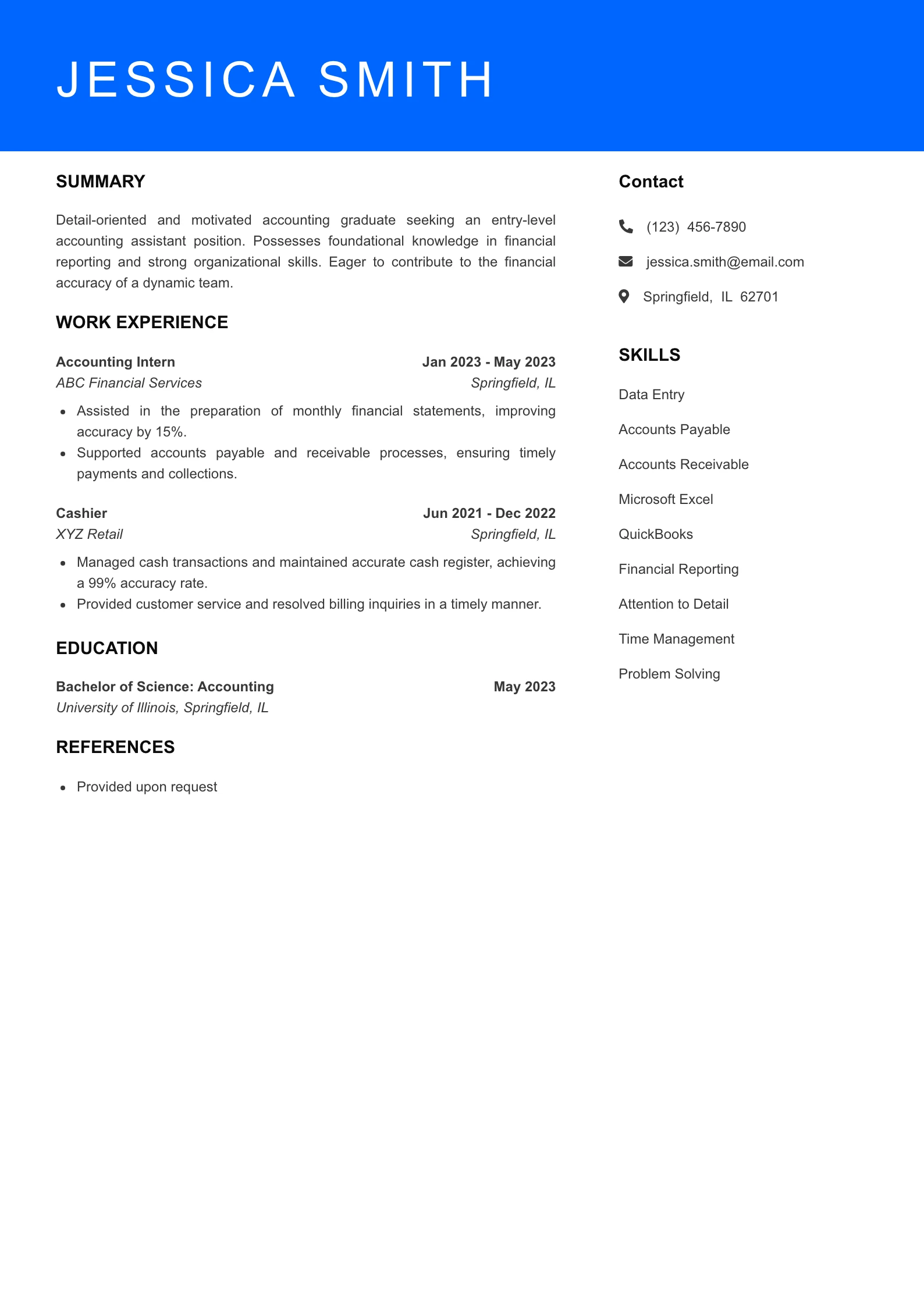 Selected Accounting Assistant Resume