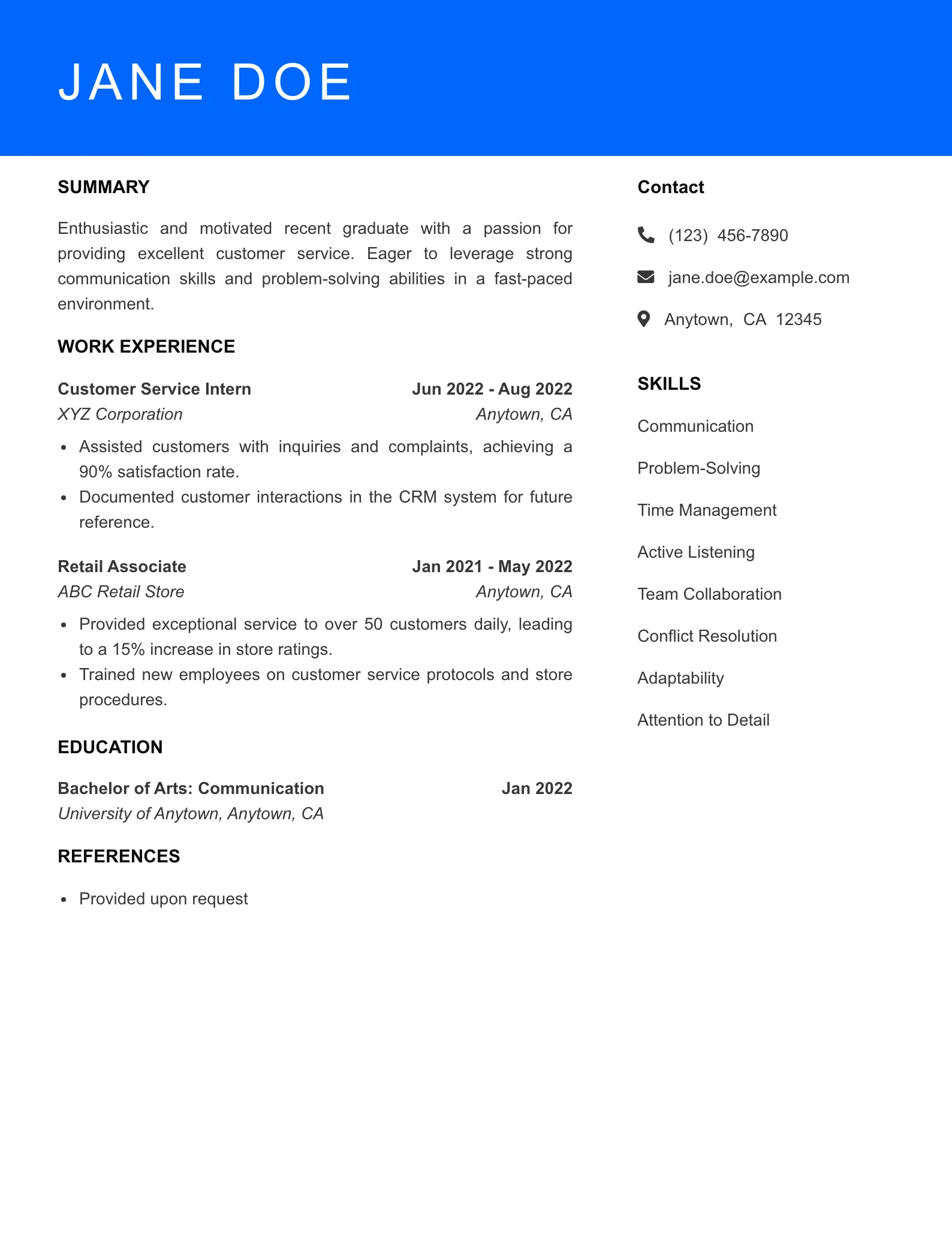 Selected Customer Service Rep Resume