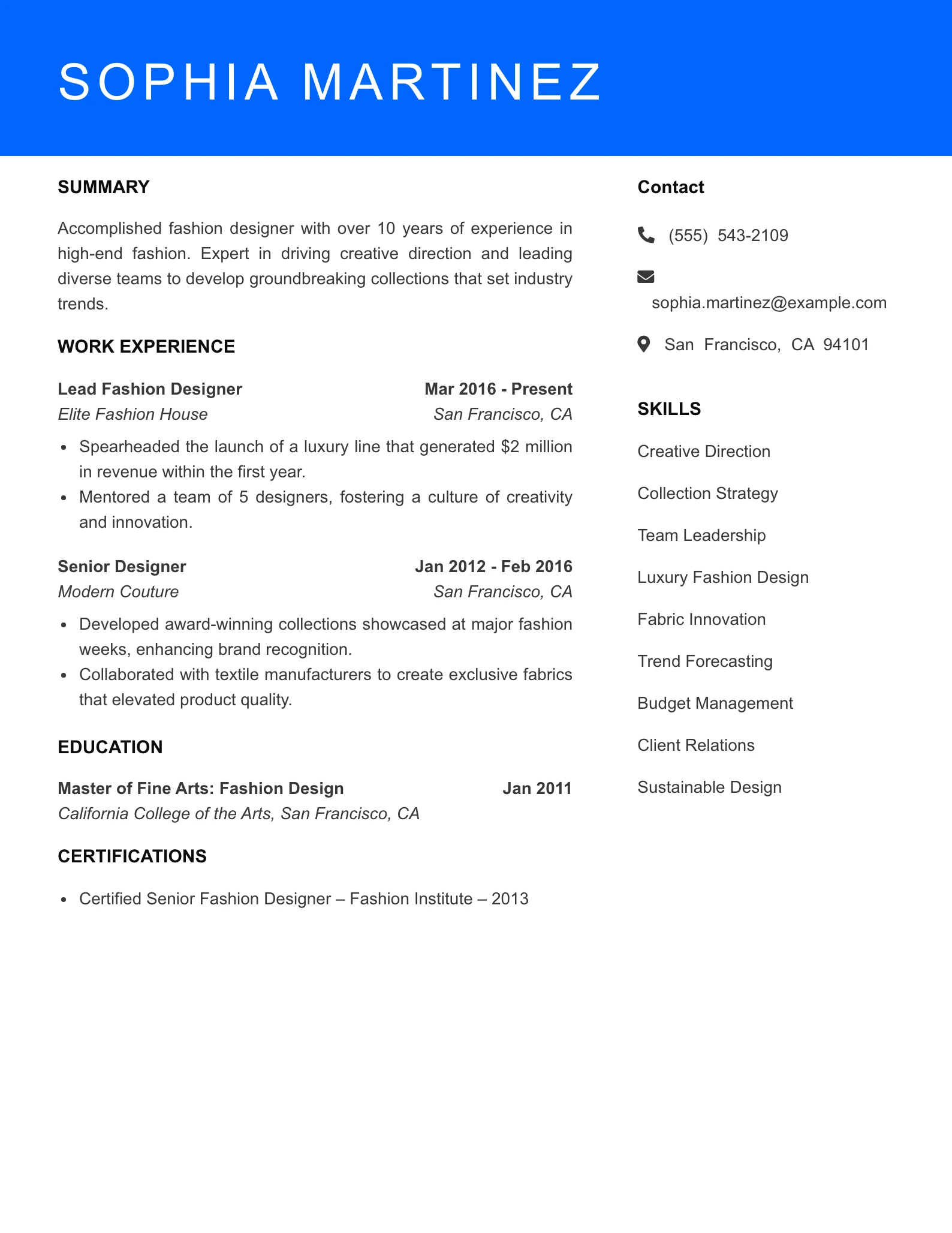 Senior Level Resume Preview