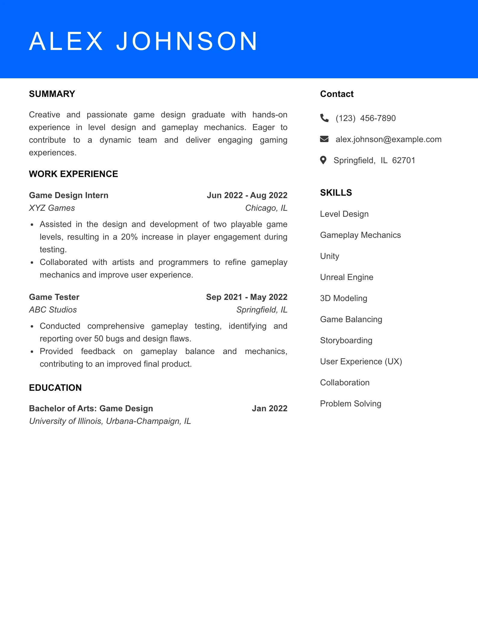Entry Level Resume Preview