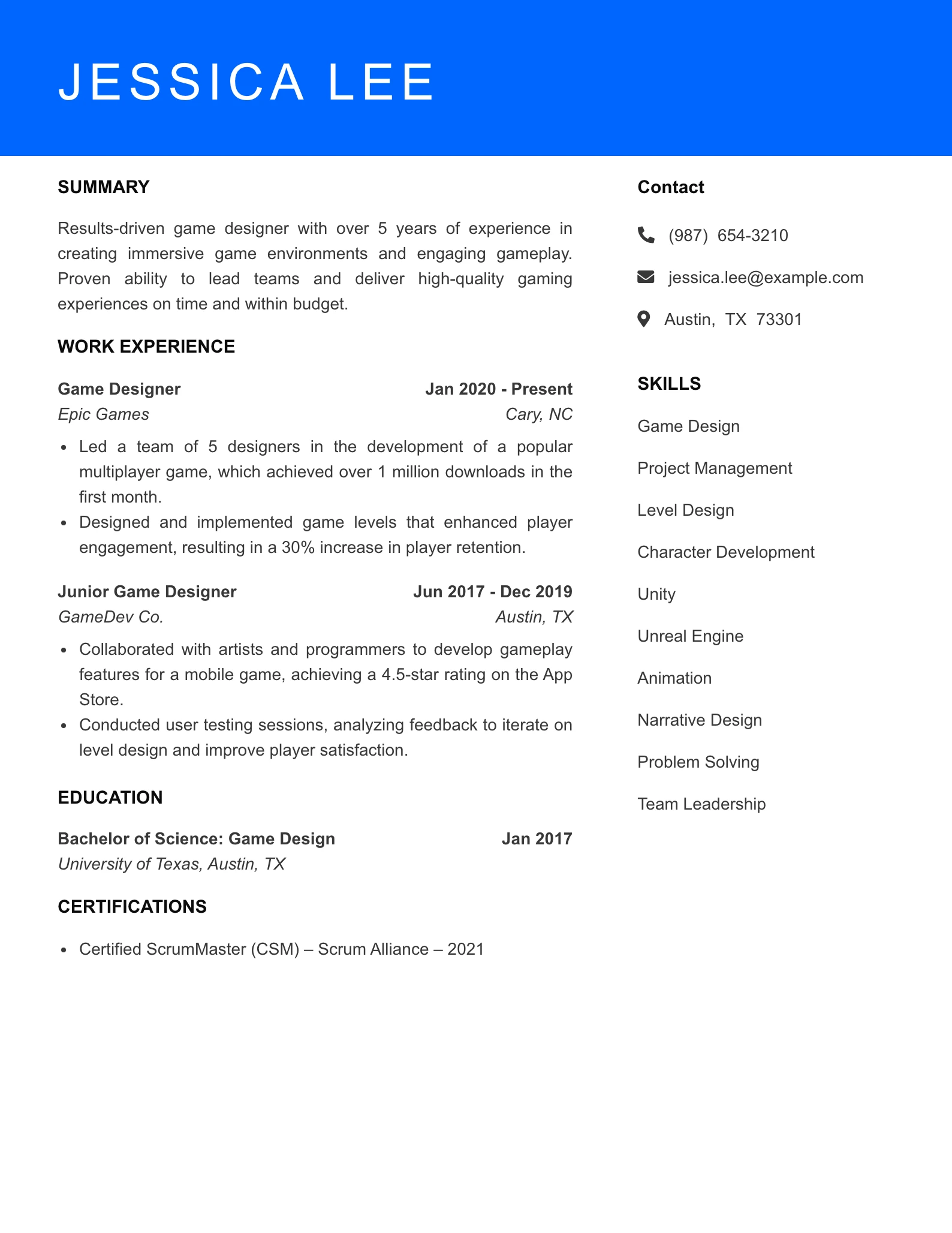 Mid Level Resume Preview