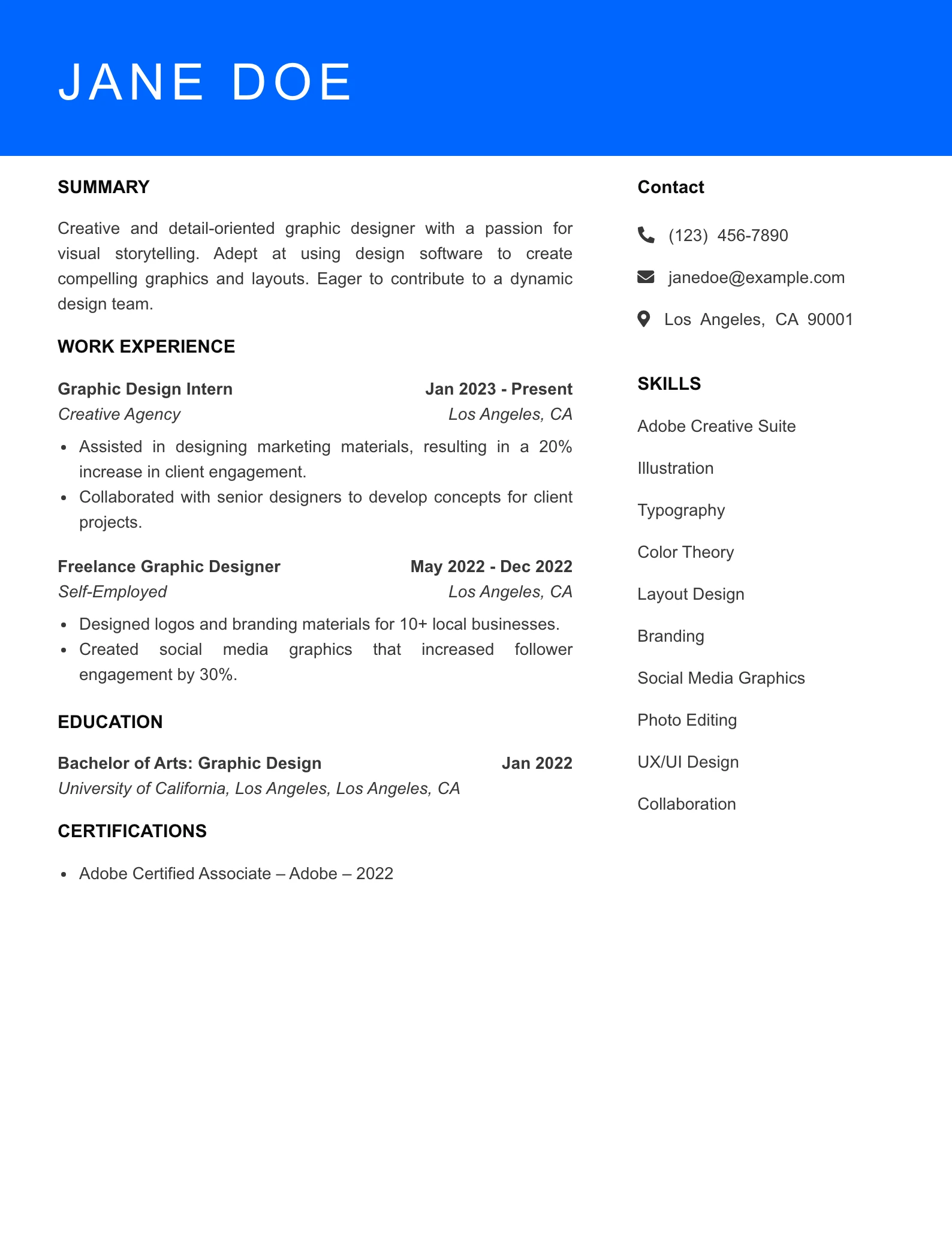 Selected Graphic Designer Resume