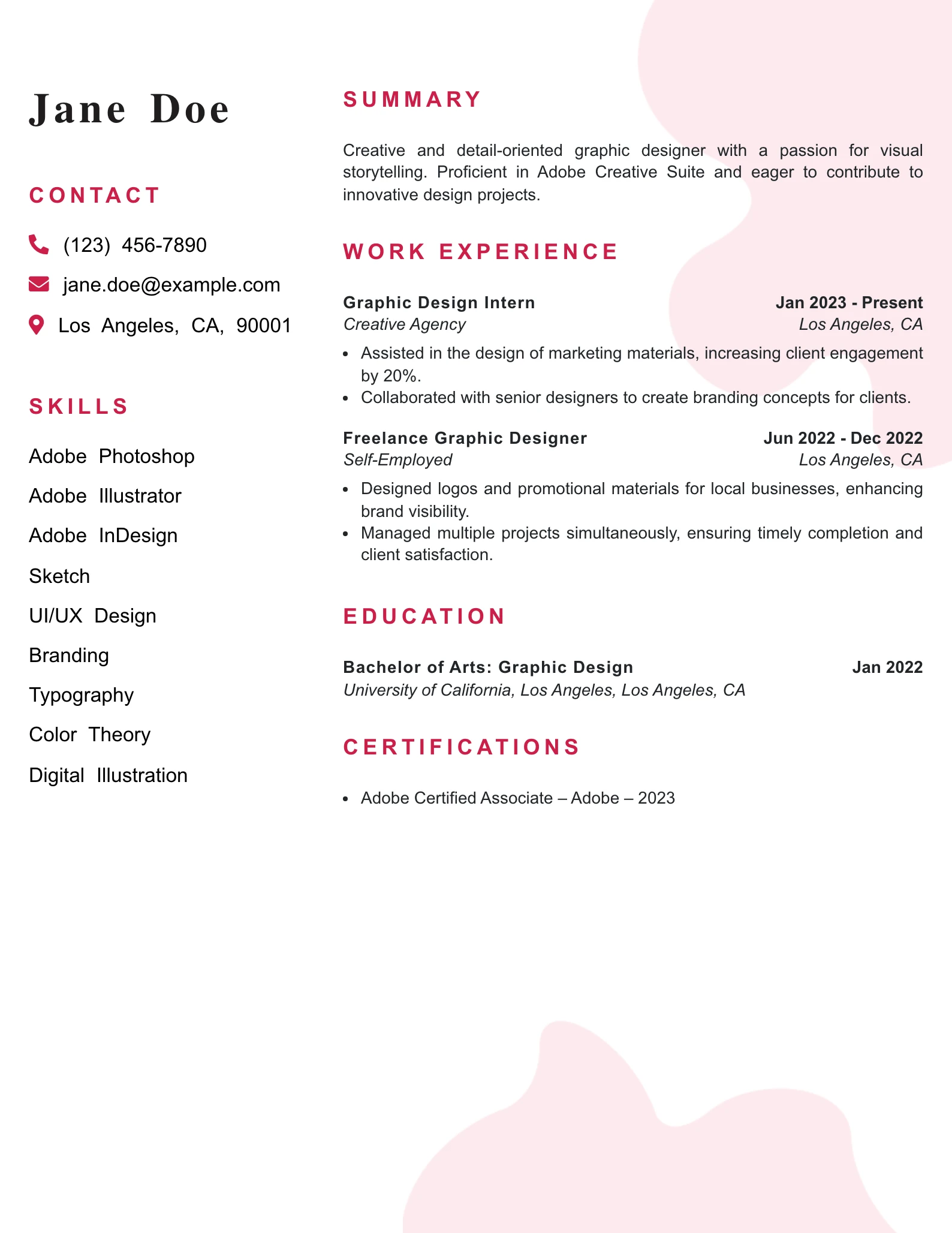 Entry Level Graphic Designer Resume Example