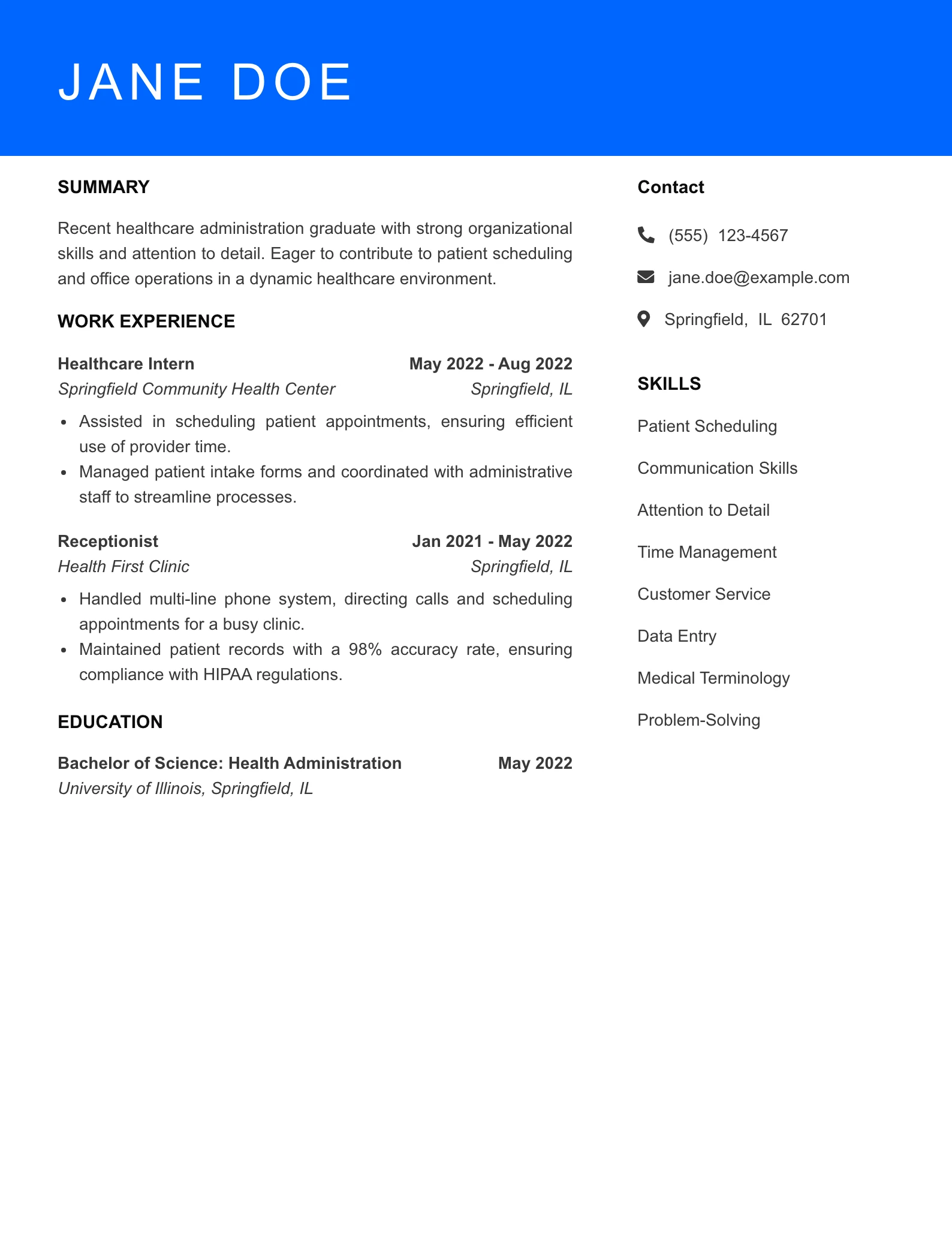 Selected Healthcare Scheduler Resume
