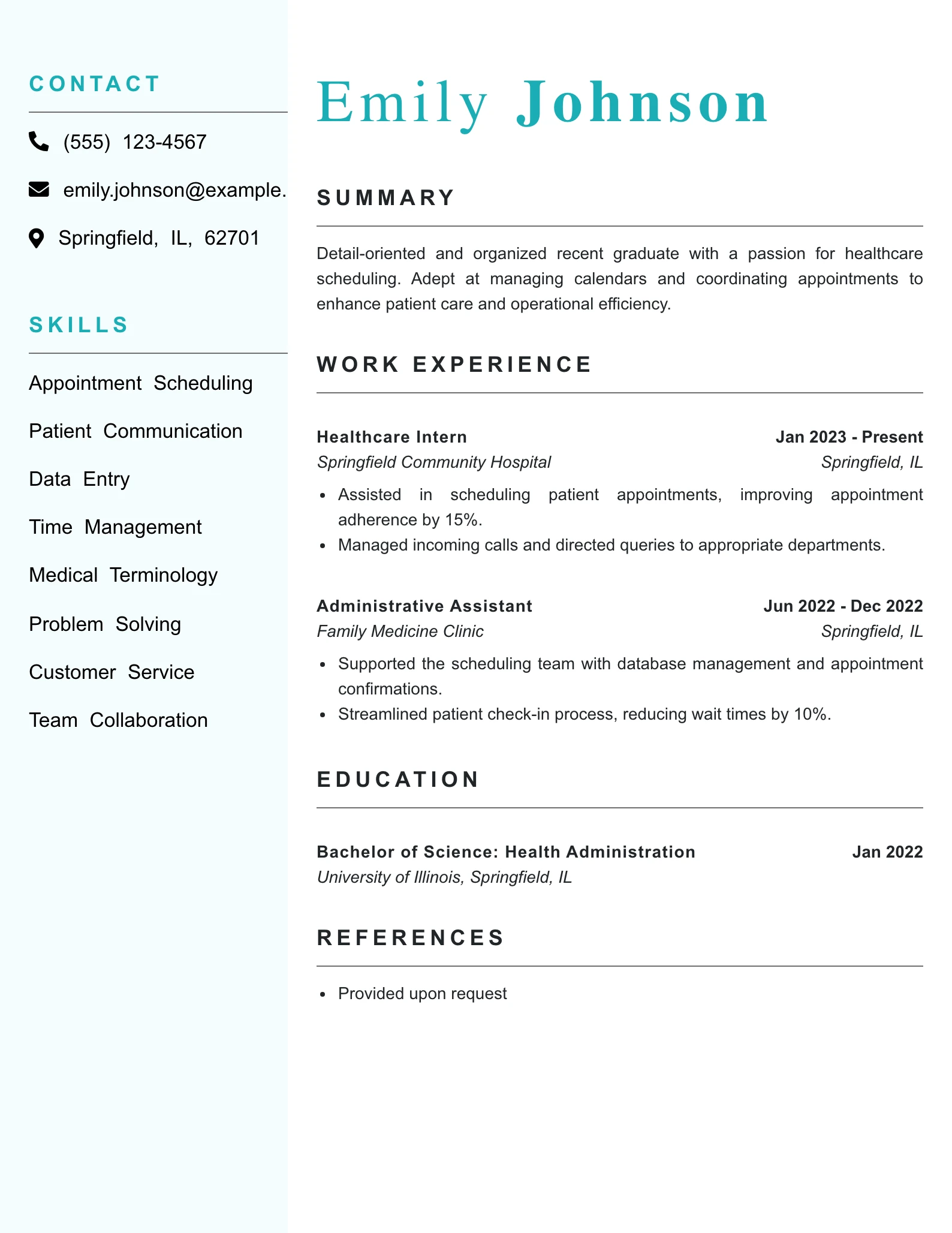 Entry Level Healthcare Scheduler Resume Example
