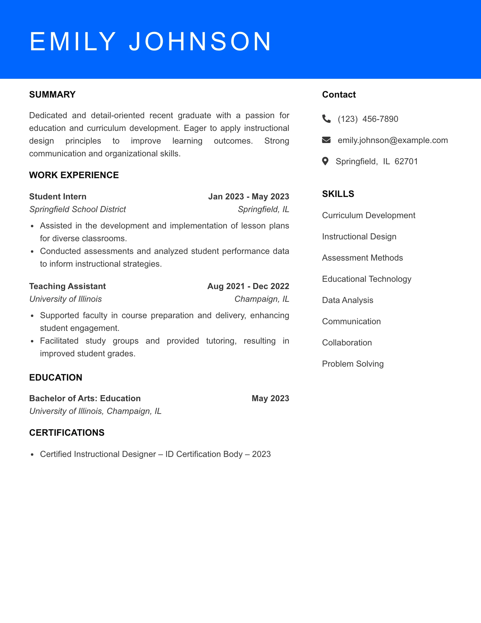Selected Instructional Coordinator Resume