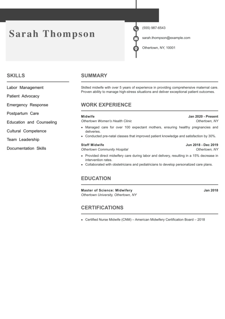 Midwife Resume Template