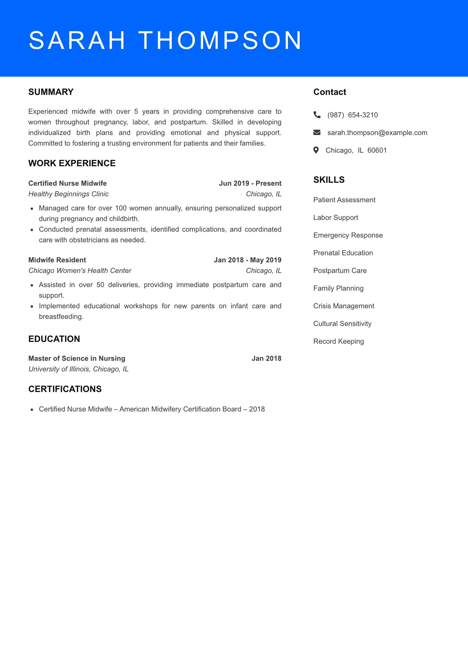 Mid Level Resume Preview