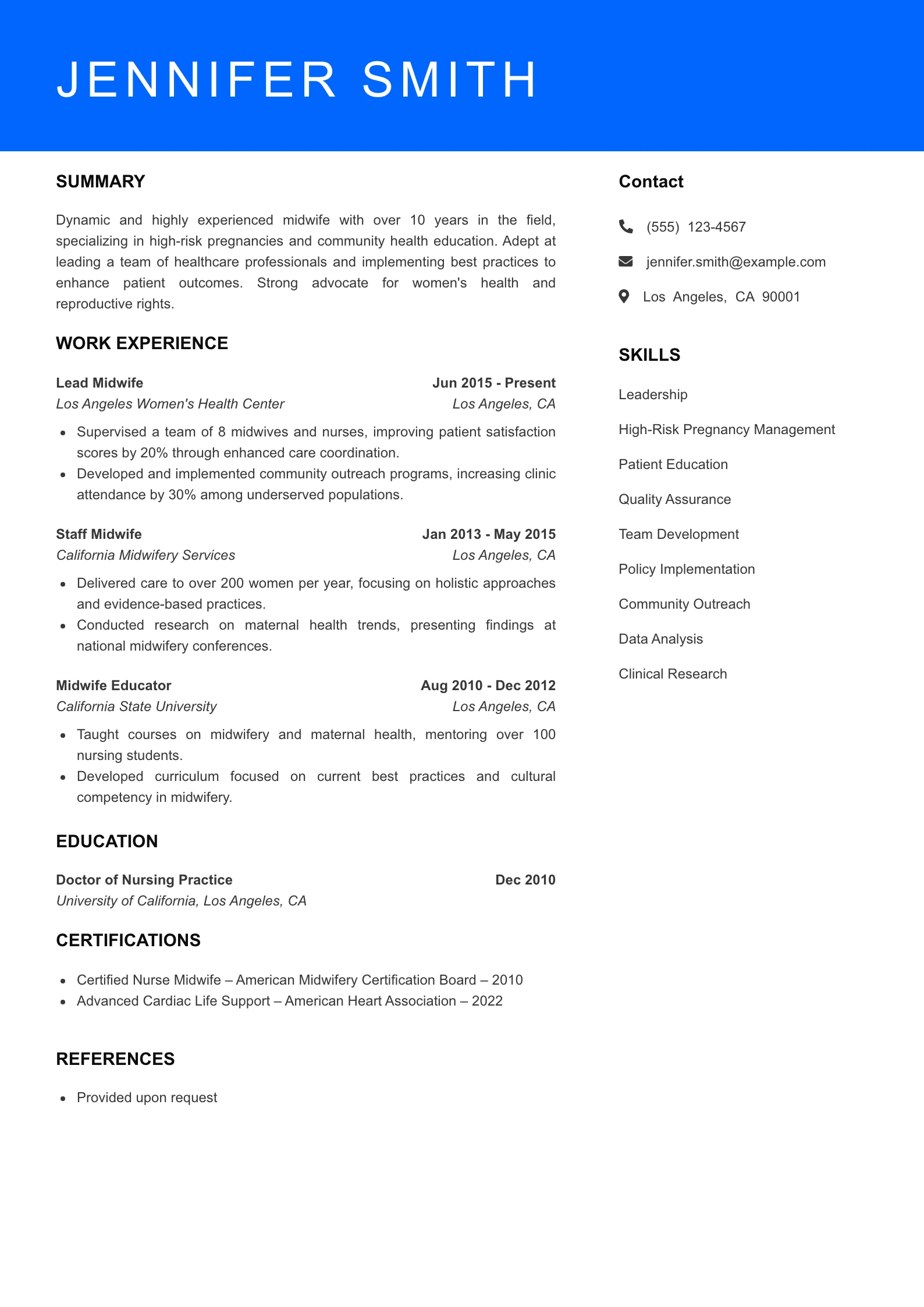 Senior Level Resume Preview