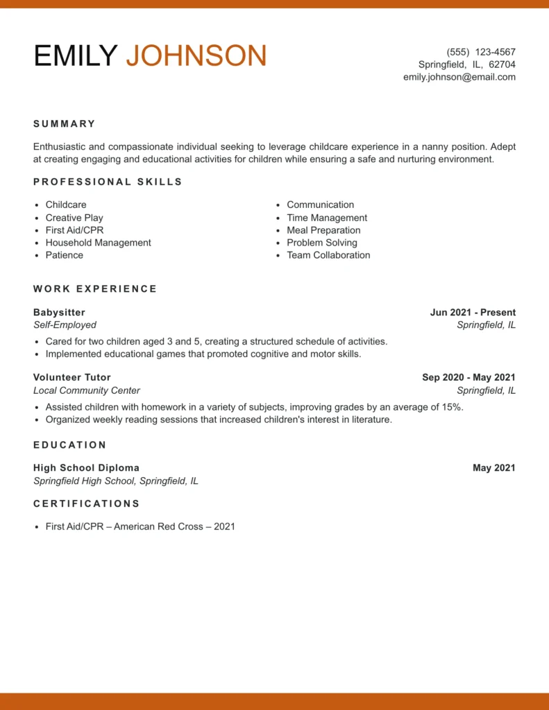 Nanny Resume Templates