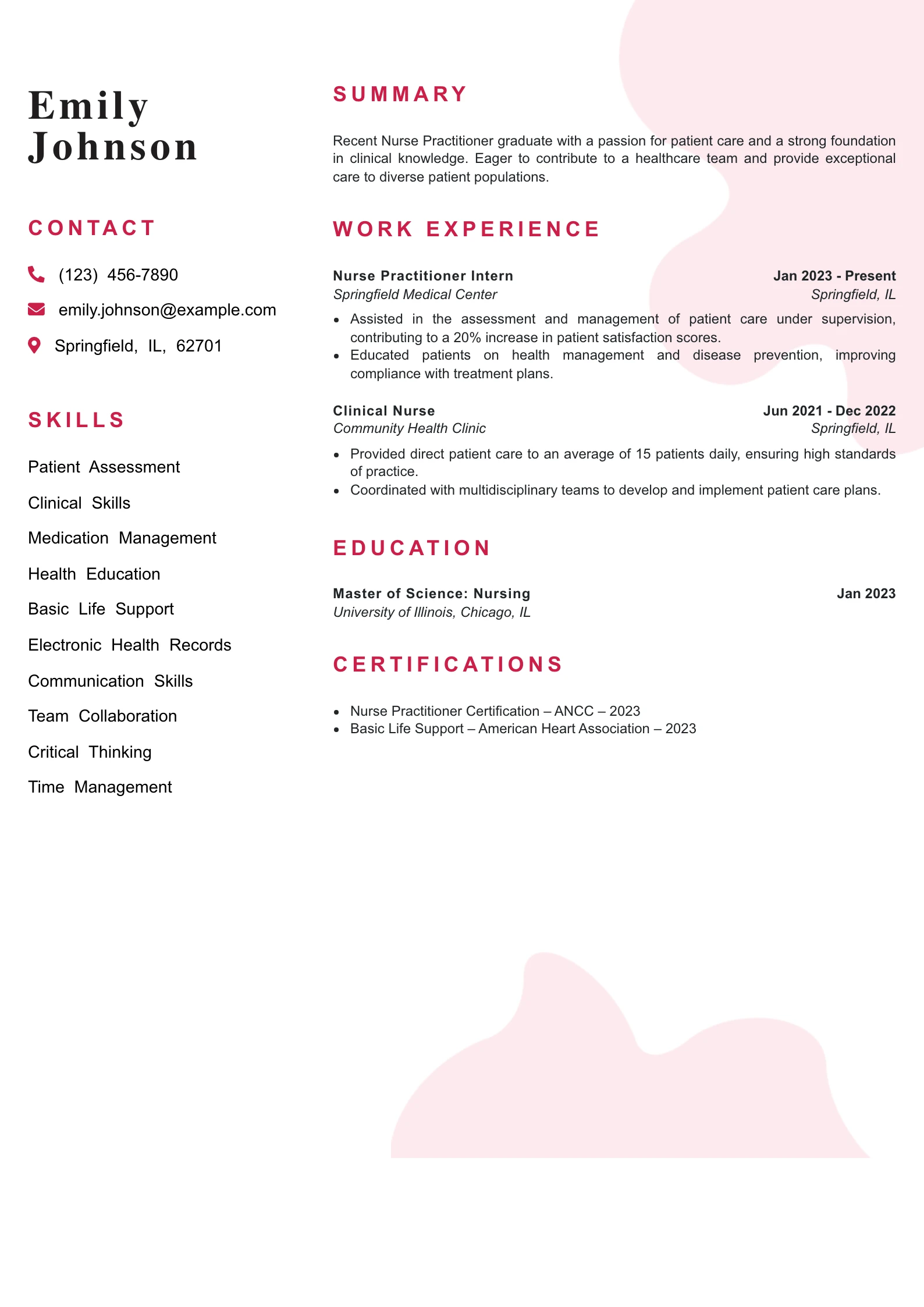 Entry Level Nurse Practitioner Resume Example