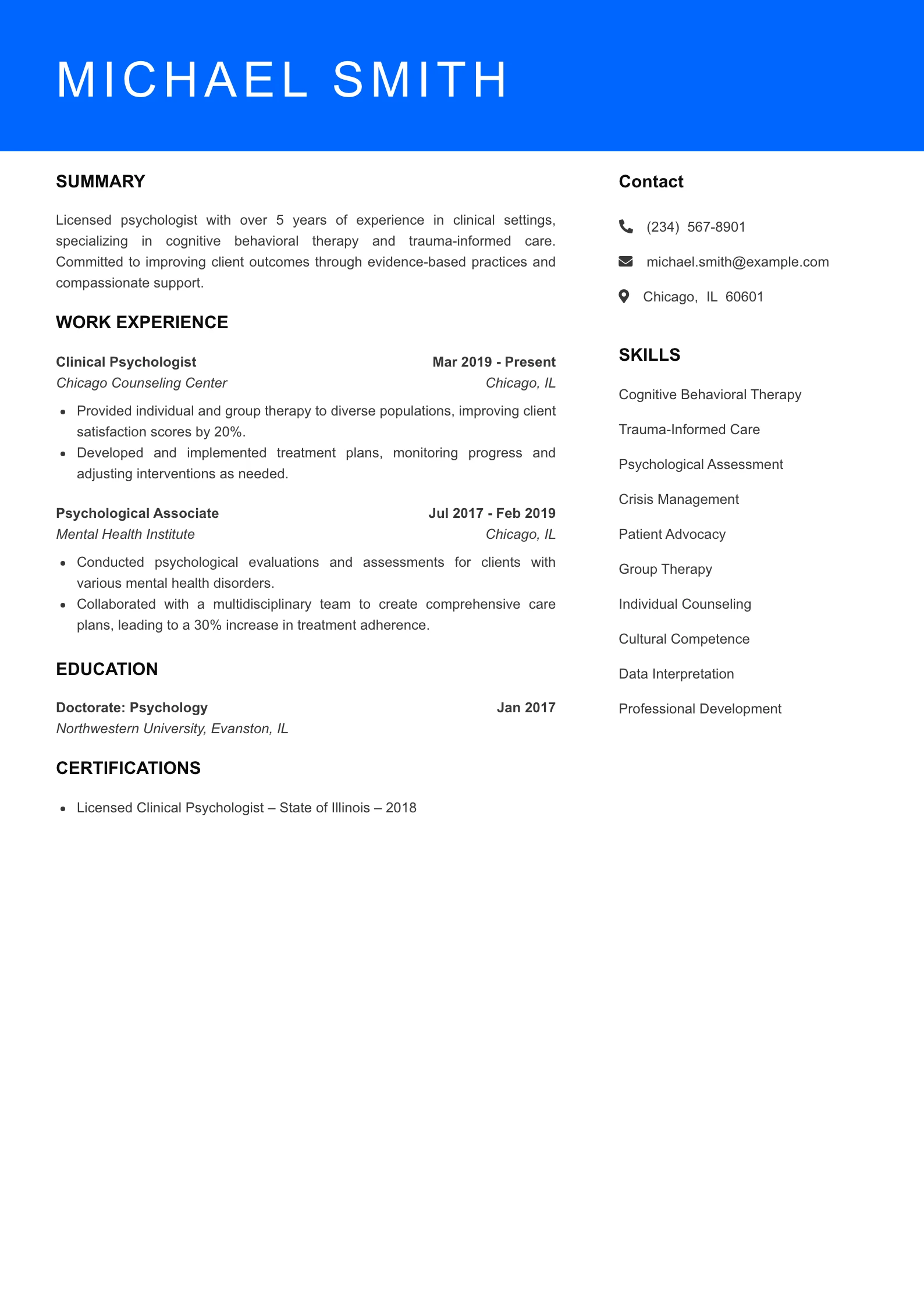 Mid Level Resume Preview