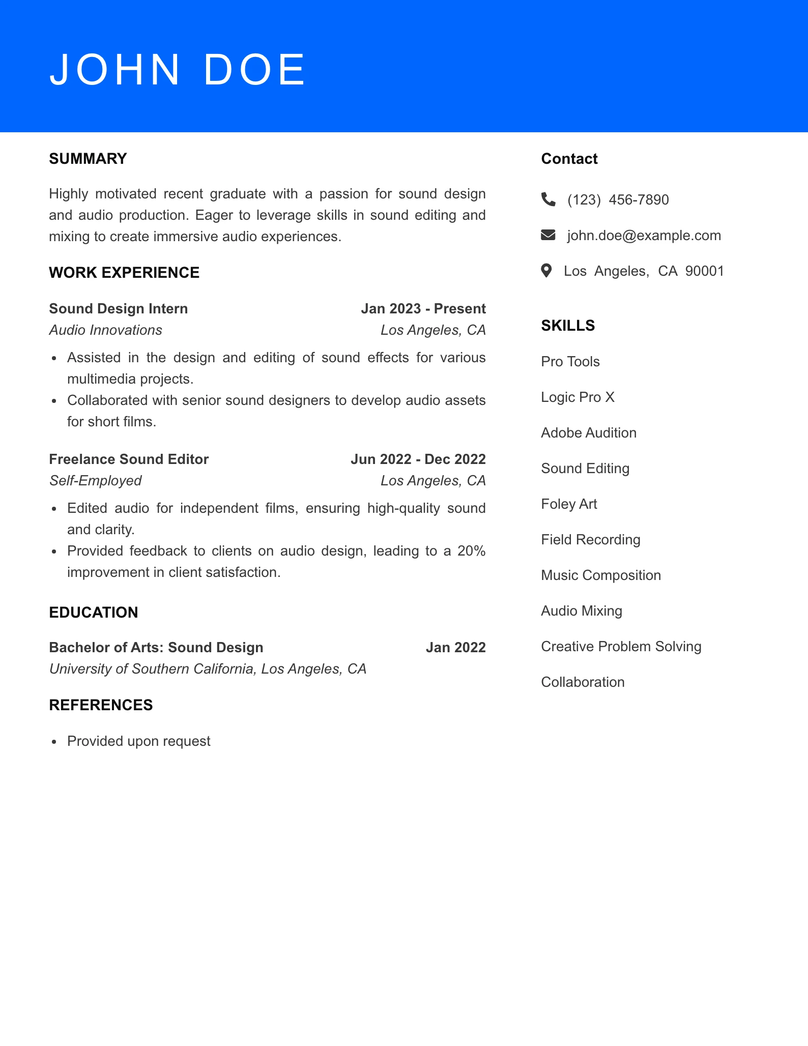 Entry Level Resume Preview
