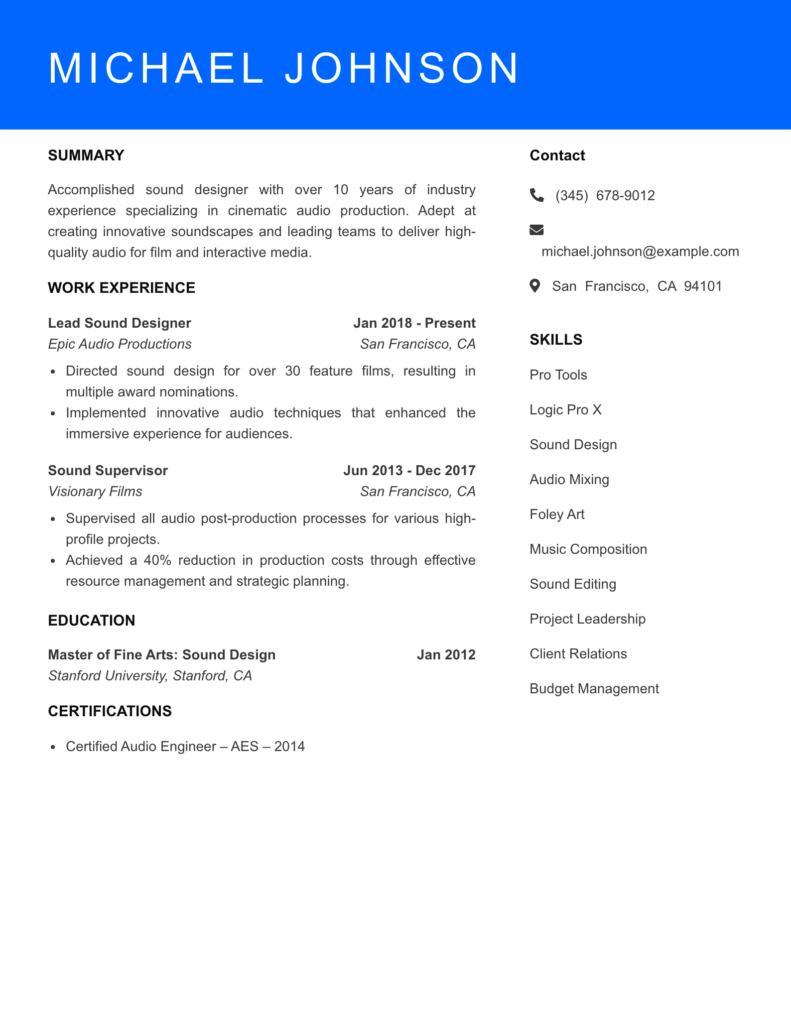 Senior Level Resume Preview