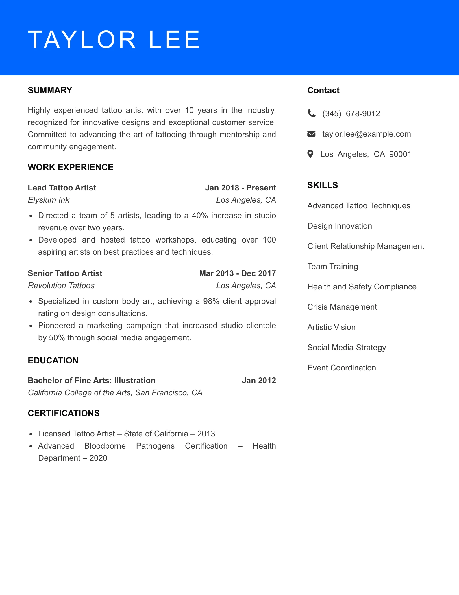 Senior Level Resume Preview