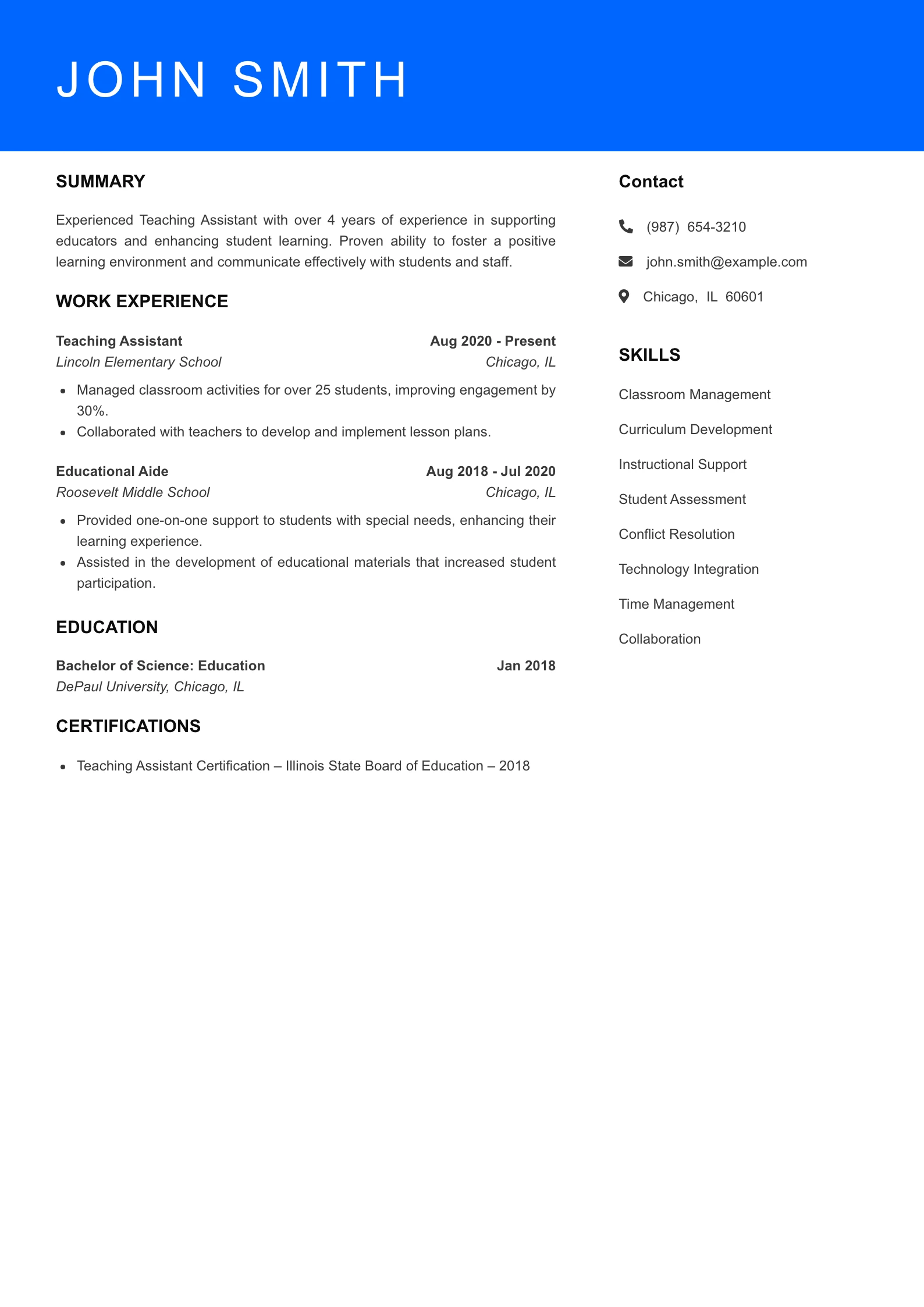Mid Level Resume Preview