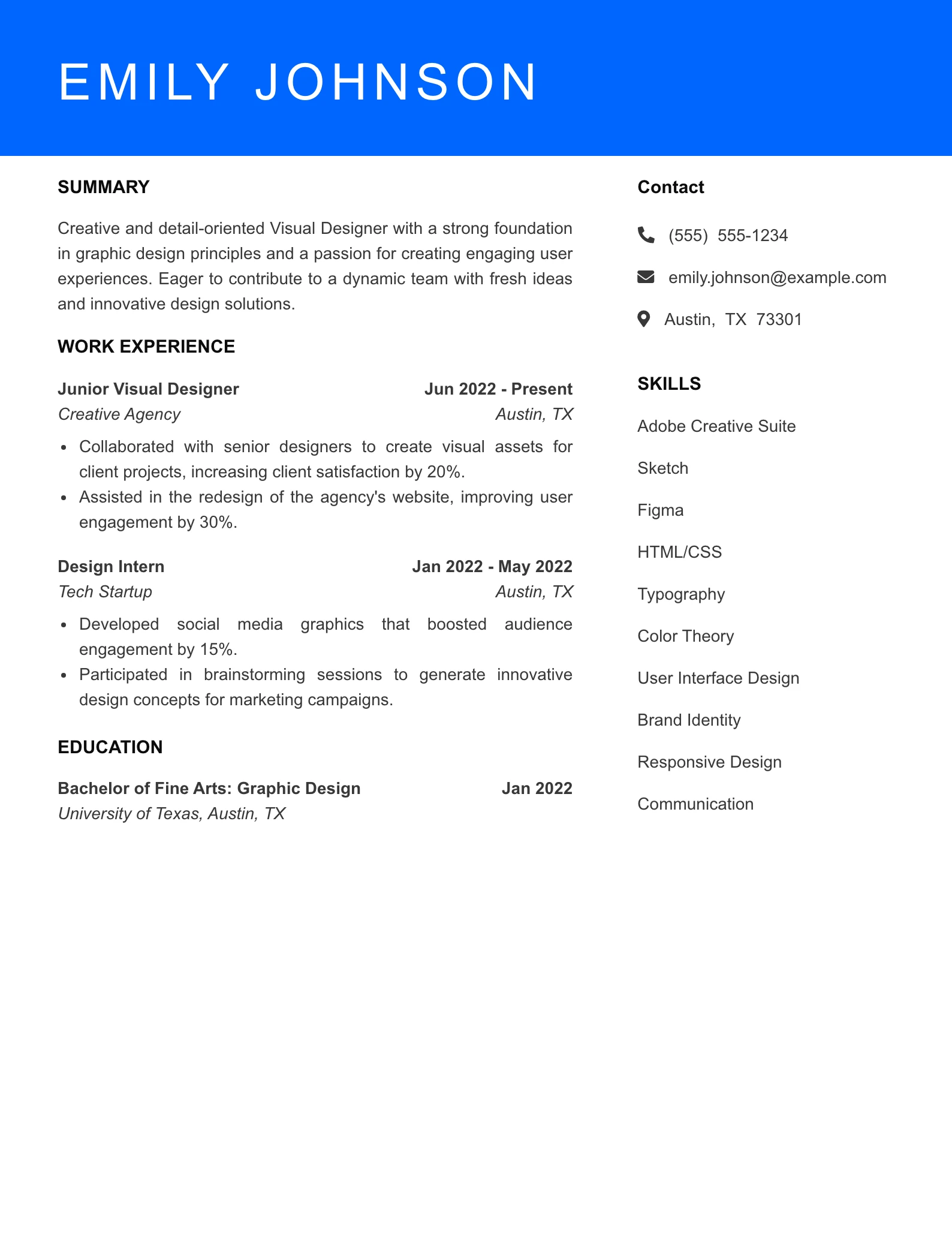 Selected Visual Designer Resume