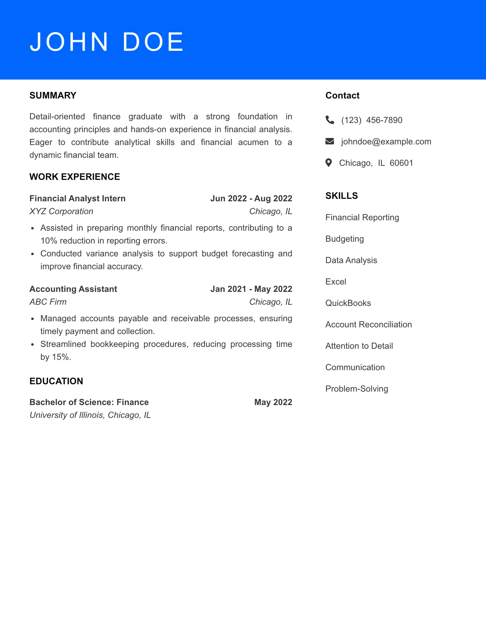 Selected Financial Controller Resume
