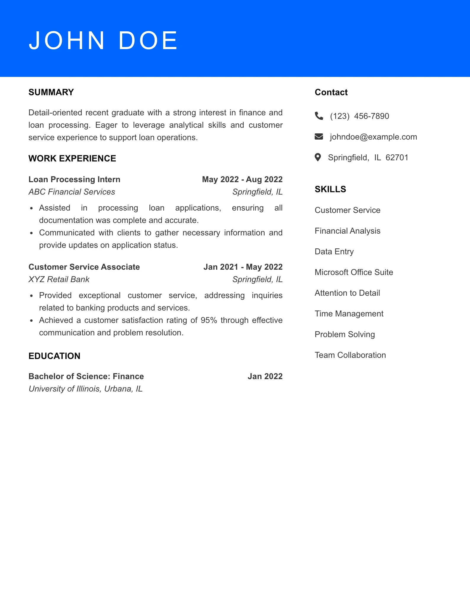 Selected Loan Officer Resume