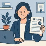 An image showing a young professional with resume