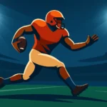 American football player in motion on the field — digital vector illustration showing athletic power and focus for a football player resume article.