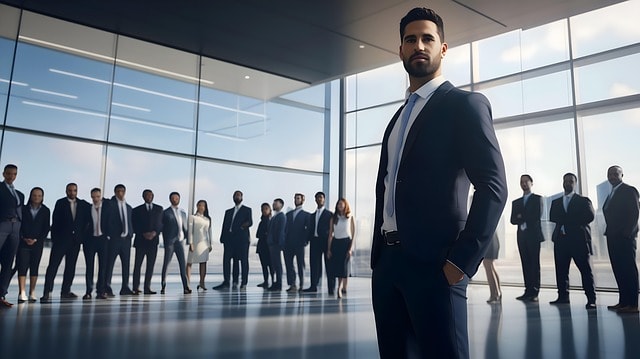 An image showing many successful people. And inspiring man standing tall showing what good a resume can do.