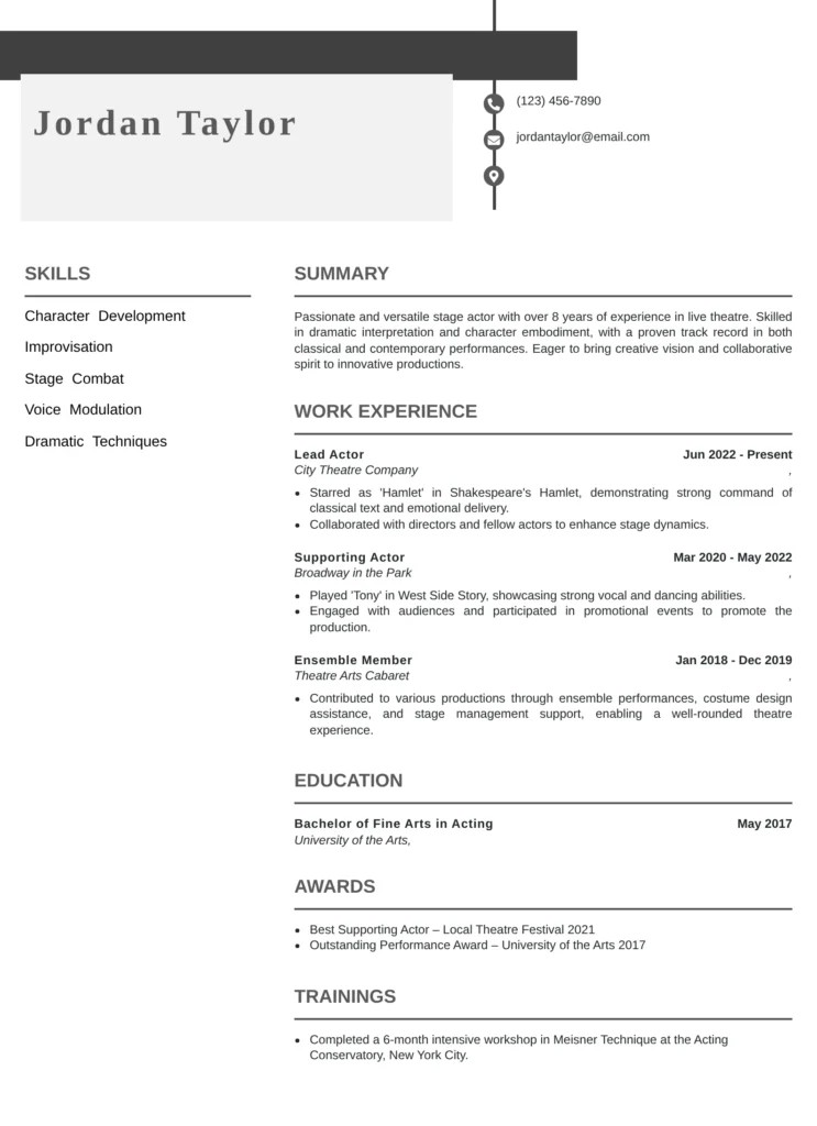 Stage Actor Resume Template