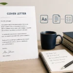 Professional cover letter font example showing a clean, readable cover letter with recommended formatting, font size, and PDF export checklist for job applications.