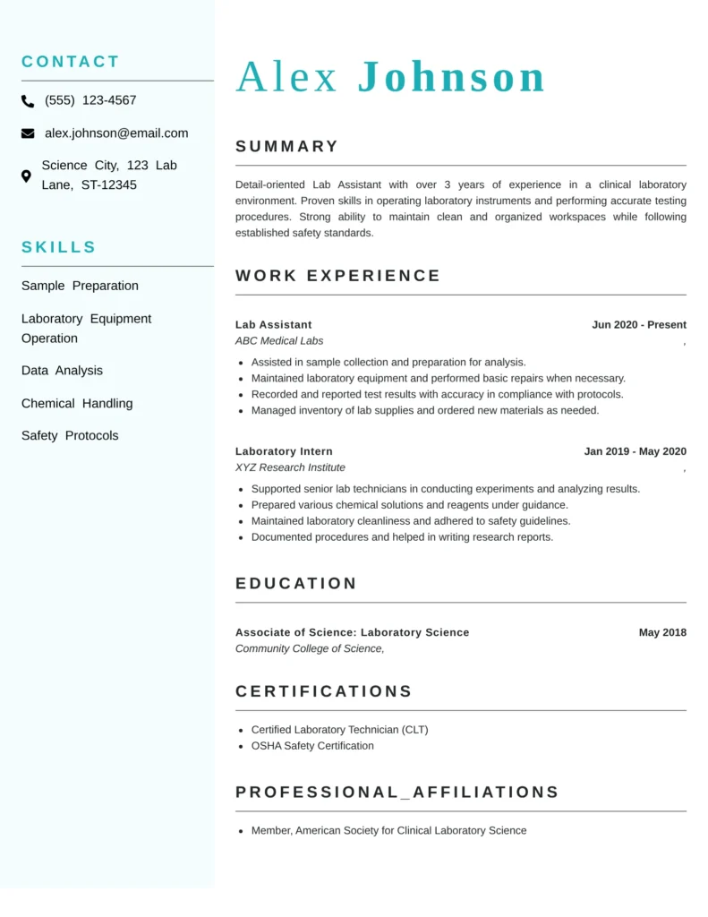 Library Assistant resume example with ATS-friendly format showcasing cataloging, library management systems, customer service, research assistance, certifications, and professional experience.