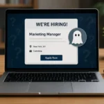 Example of a ghost job listing displayed on a laptop, illustrating an advertised position that may not represent an active hiring opportunity.