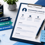Headline for resume featured image showing a professional resume layout with skills, experience, achievements, and career-focused elements