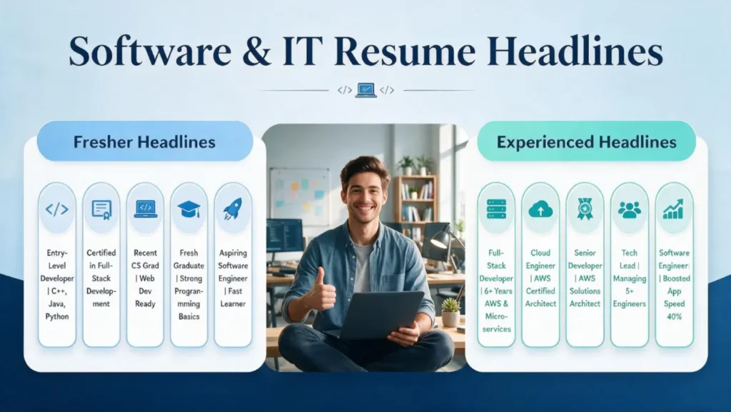 Headline for resume examples for fresher and experienced software and IT professionals