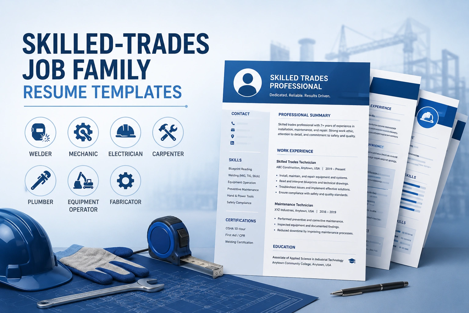 Skilled-Trades Job Family Resume Templates