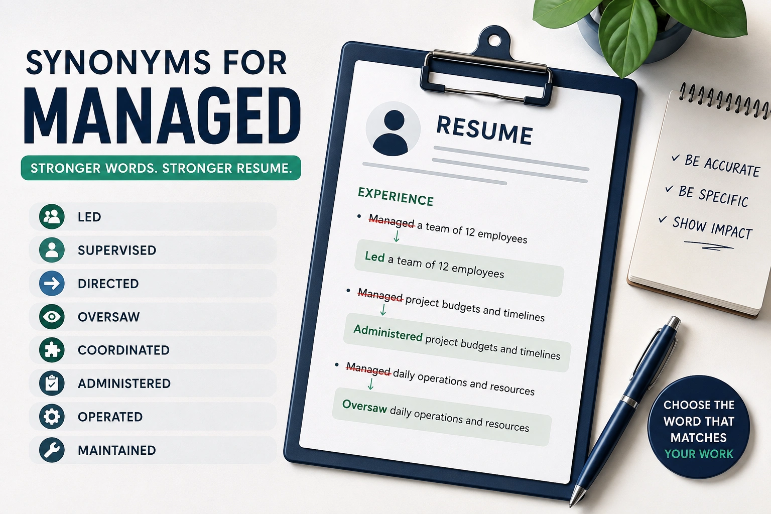Synonyms For “Managed For “a Resume